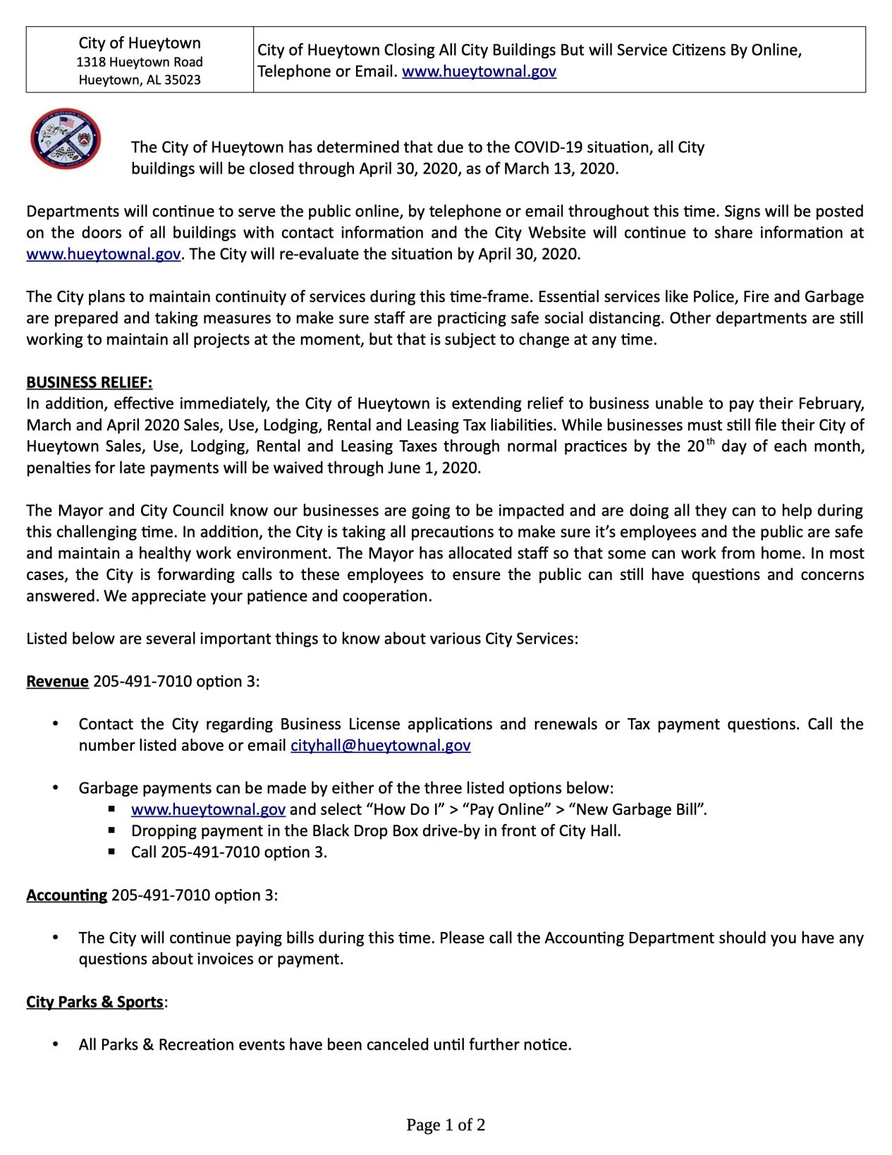 Hueytown Community COVID-19 Info 2020-04-07 Page 1.jpg